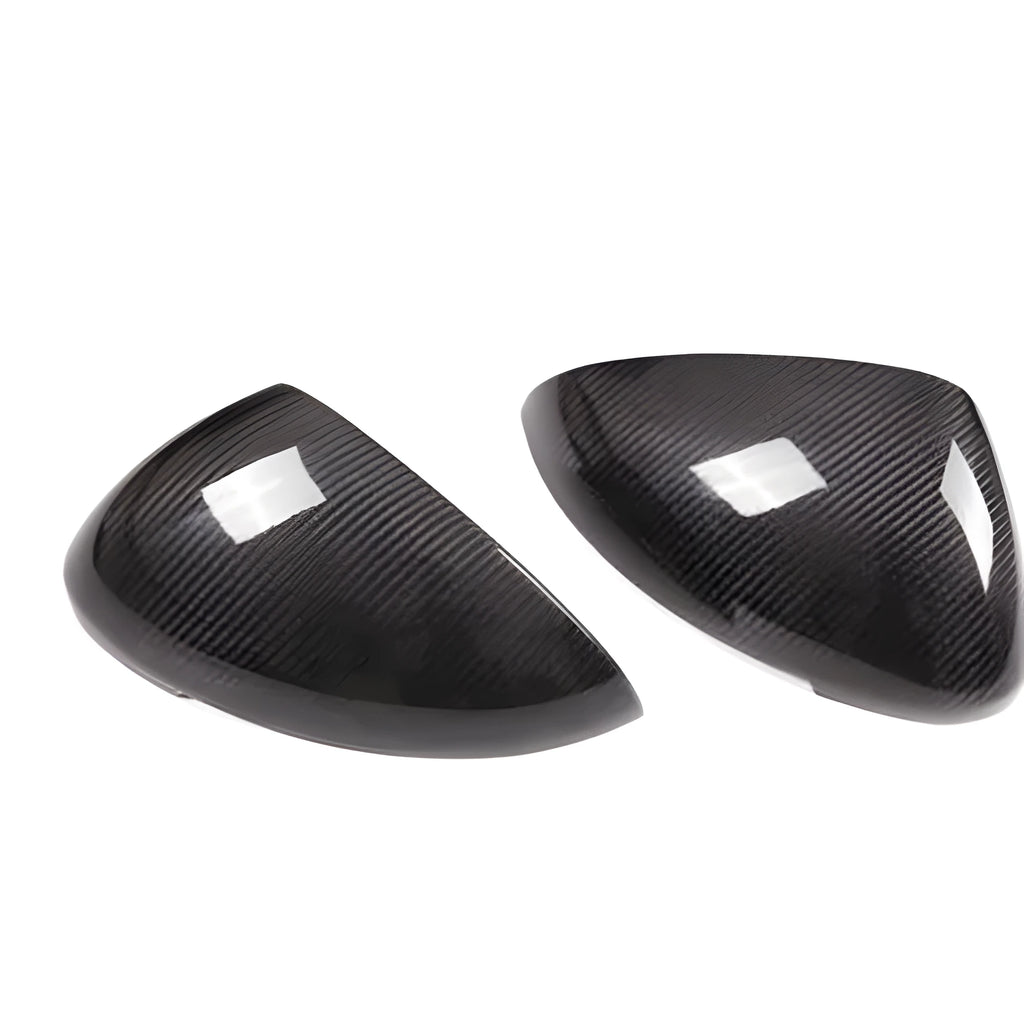 Pair of glossy black true carbon fibre rearview mirror covers for Porsche Macan
