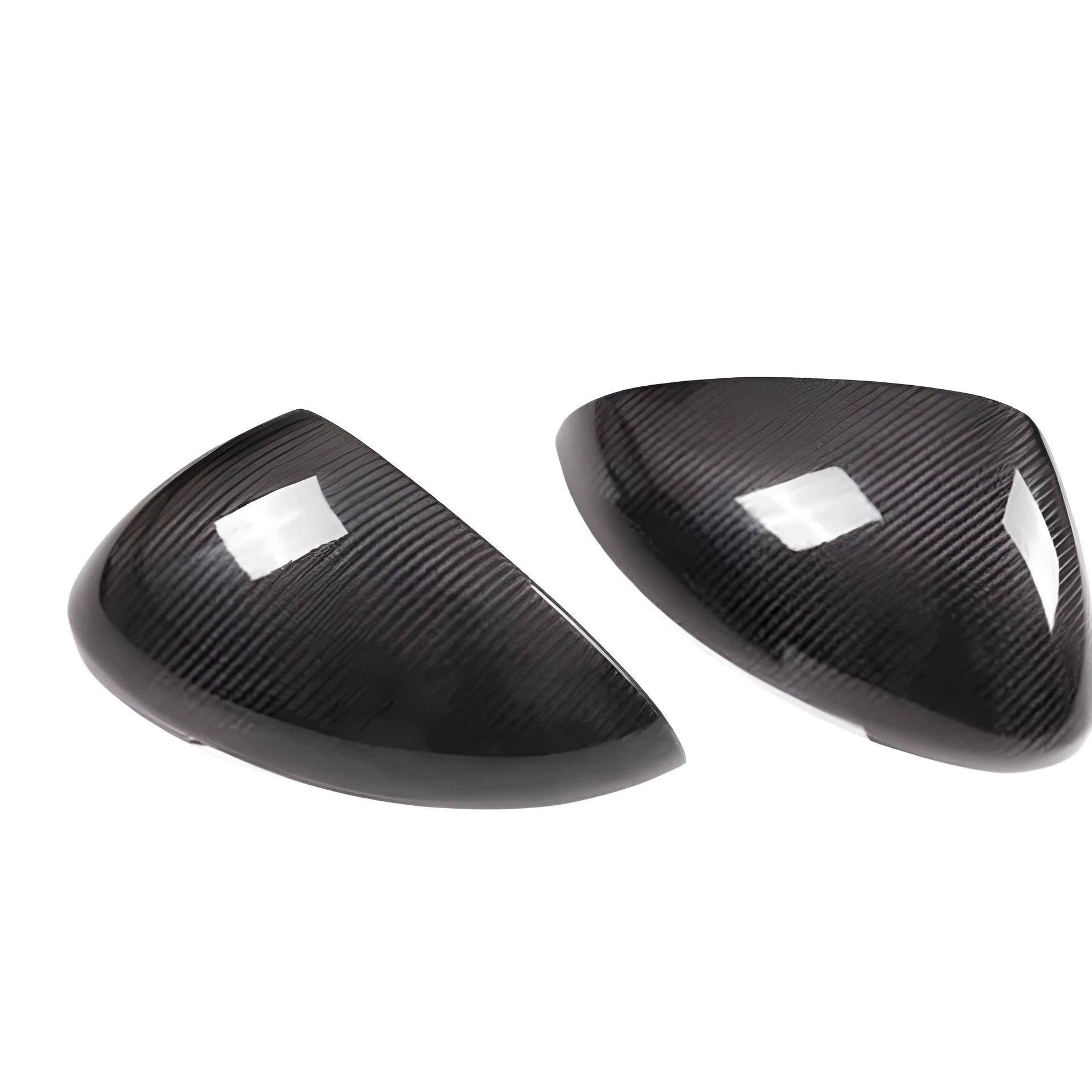 Pair of glossy black true carbon fibre rearview mirror covers for Porsche Macan