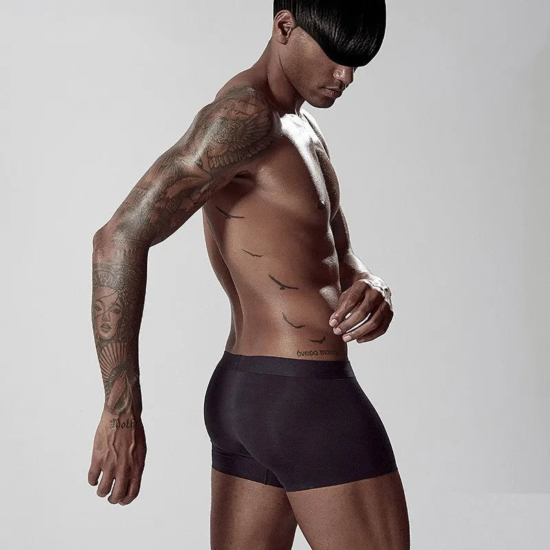 Seamless modal men's underwear in white pink green colours mid waist fit