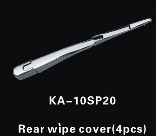 Set of four silvery ABS plastic rear window wiper cover trims for a 2010 Hyundai