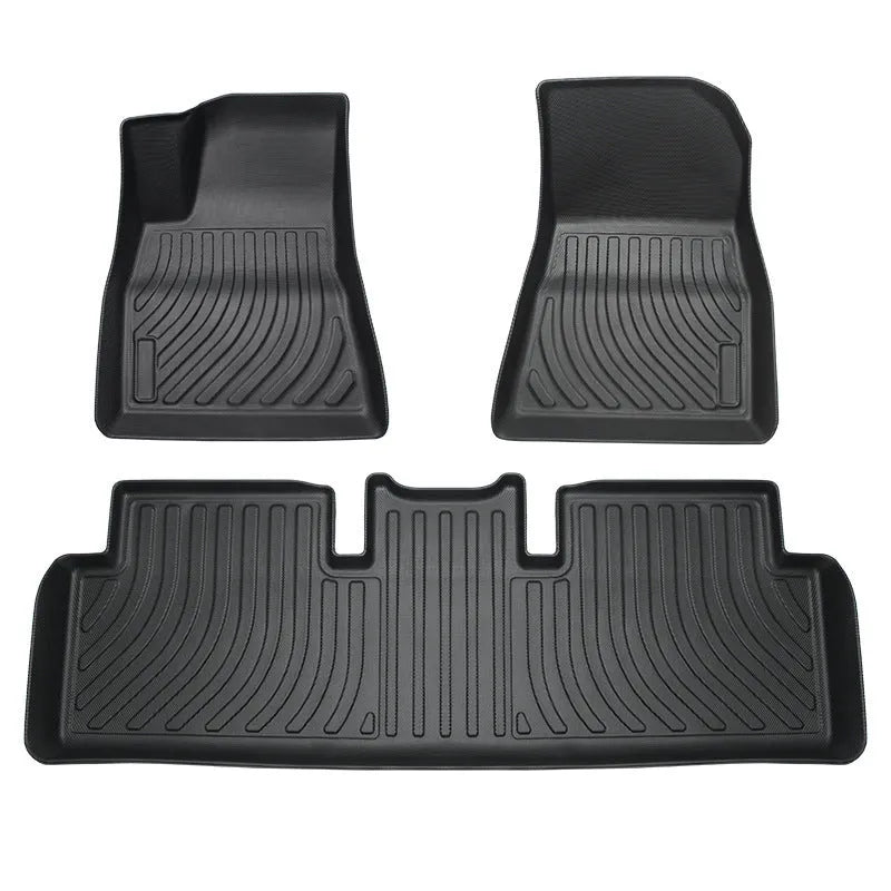 Tesla rubber car floor mat with TPE footrest section for Model 3, Y, S, and X vehicles