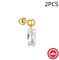 S925 sterling silver flower-shaped stud earrings with square gravel texture in gold electroplated colours