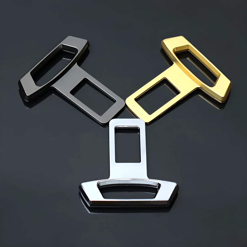 Metal car dashboard silencer insert showing matte black, gold, and silver colour options