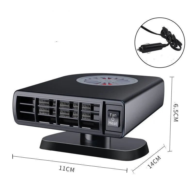 Black vehicle-mounted heater with adjustable vents for car defrosting and defogging