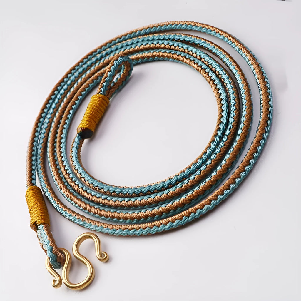 Tibetan Thangka peace buckle necklace with imitation pearl pendant and mixed gem inlay detailing