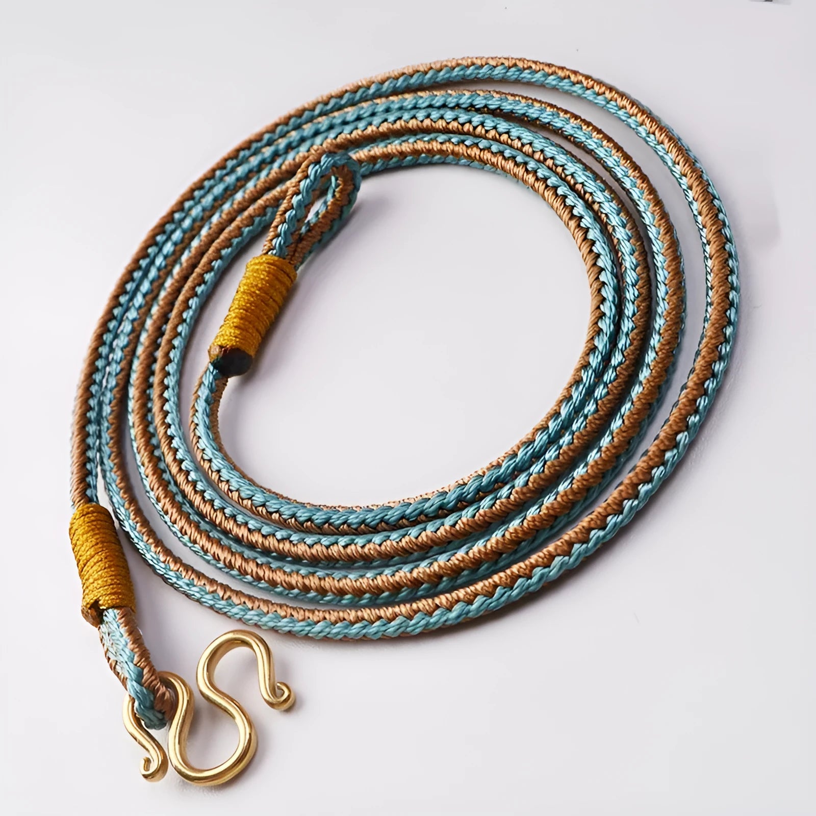 Tibetan Thangka peace buckle necklace with imitation pearl pendant and mixed gem inlay detailing