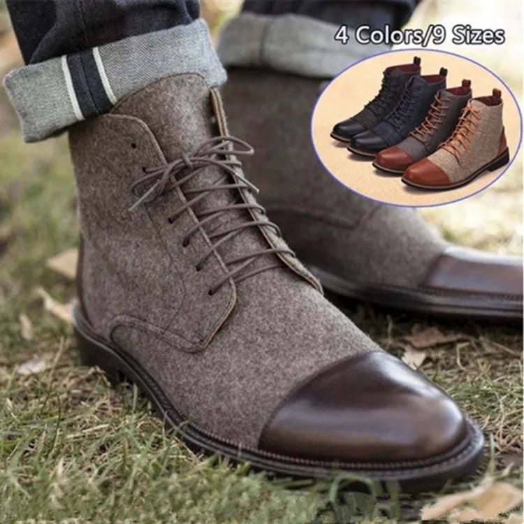 Men's leather motorcycle boots with buckle detailing in black, blue, grey, khaki colours