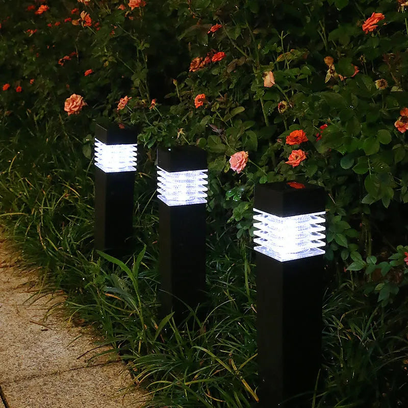 Solar lawn ground lamp with cuboid shape for garden lighting
