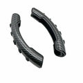 Carbon fibre black fibre anti-skid sleeve on a car steering wheel.