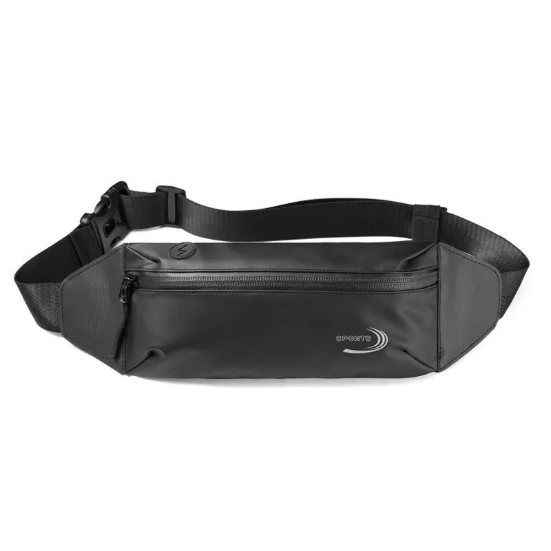 Men's blue waterproof waist bag with crossbody strap for sports activities