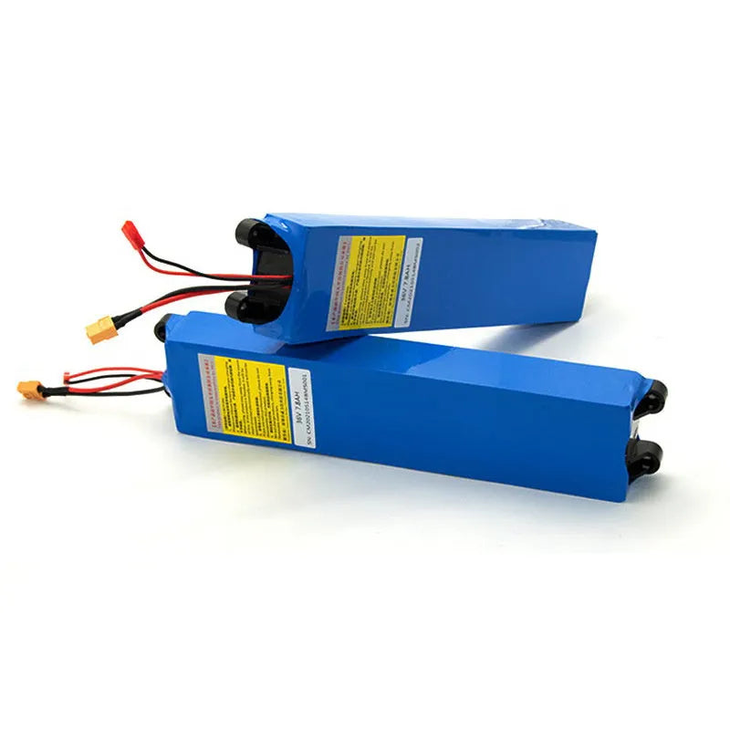 36V lithium battery pack for an electric scooter, showing capacity options of 6.6Ah, 7.8Ah, and 10.4Ah.