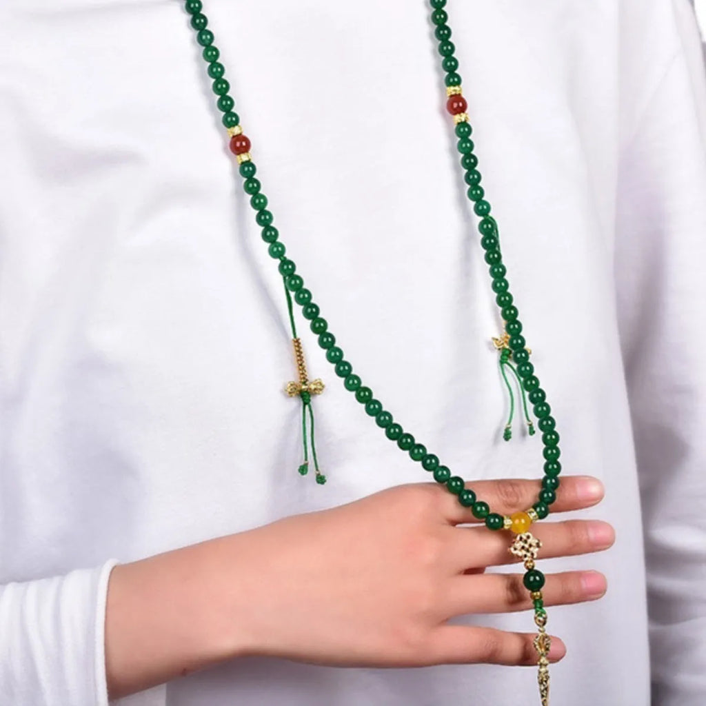 Brazilian natural green agate multi-circle bracelet showing bead detail in three size options