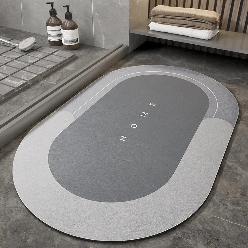 Blended fabric bathroom floor mat in oval and rectangle styles showing Lake Baikal colour options