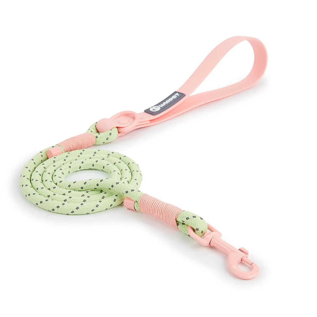 Dark Red Purple Yellow PVC dog leash held in a hand, showing the 120cm length and hand loop