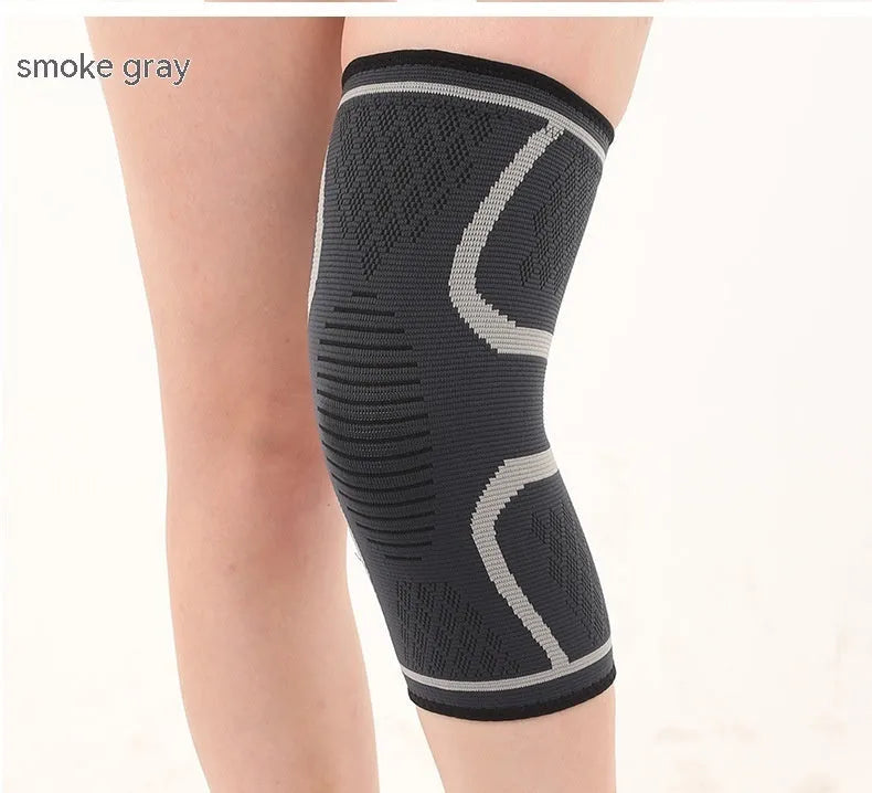 Black double corrugated non-slip stretch knee pad for sports protection.