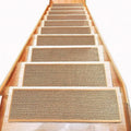 Japanese-style linen-look stair mat in camel colour with rubber bottom