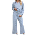 Women's knit suit set with geometric jacquard pattern sweater and elastic waist cropped pants