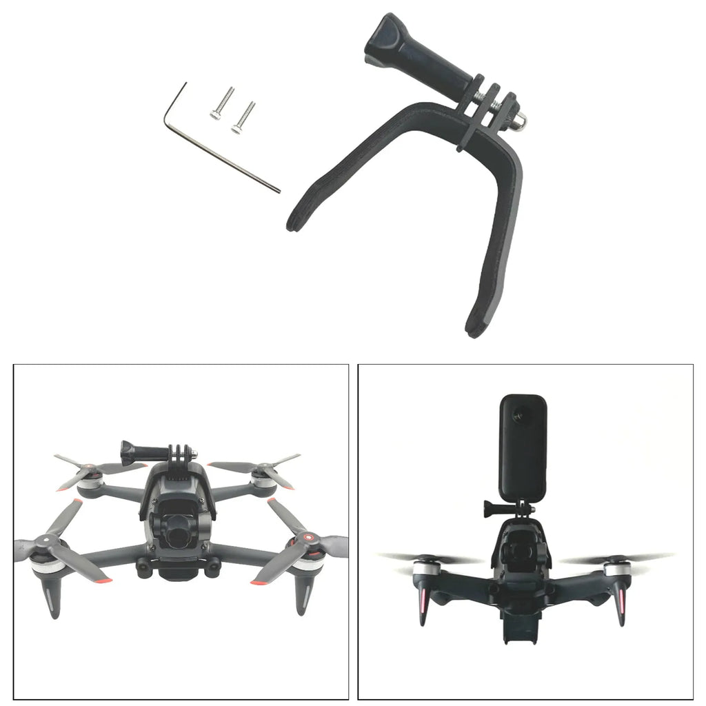 3D-printed hard plastic GoPro expansion bracket for FPV drones with sponge protection