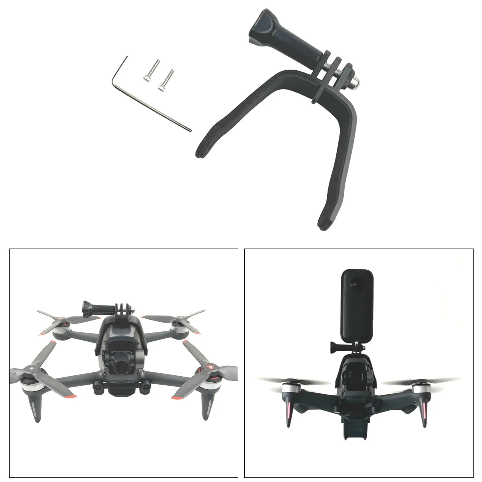 3D-printed hard plastic GoPro expansion bracket for FPV drones with sponge protection
