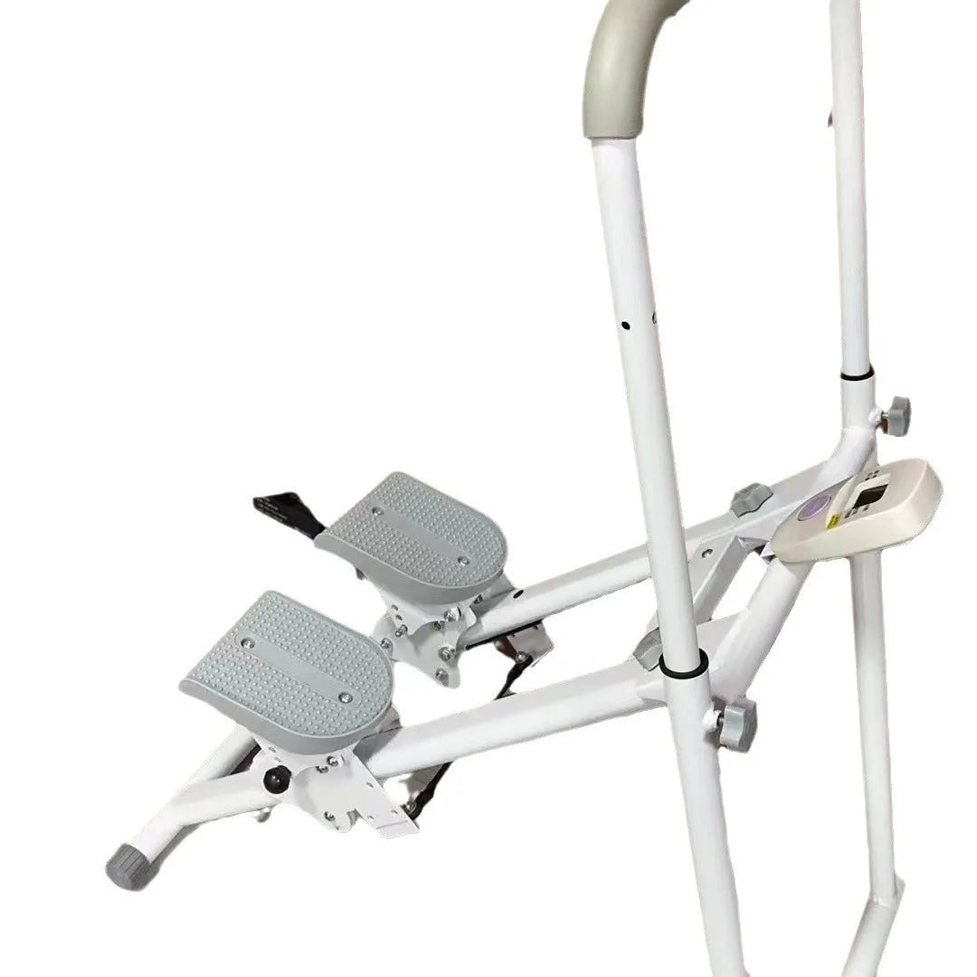 Foldable Starlight White treadmill and climbing machine combo for home fitness