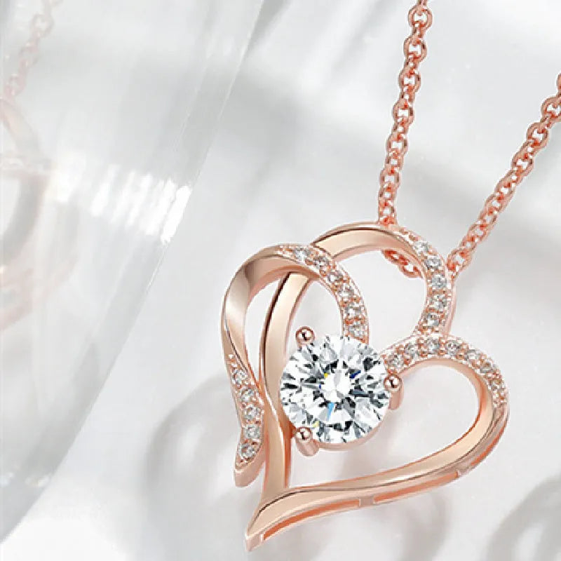 Women's heart necklace in 925 silver with gold plating options