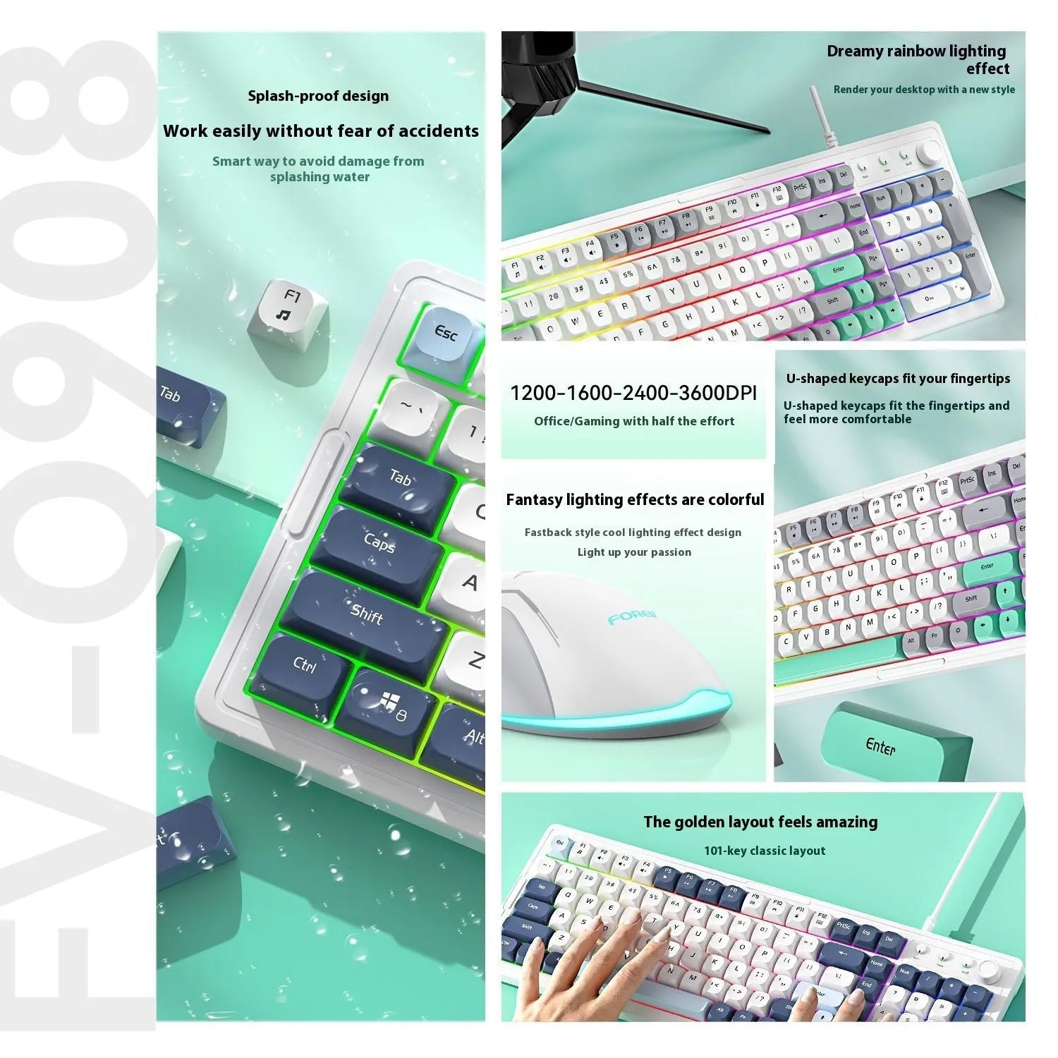 K98 mechanical keyboard with T7 wireless mouse in multiple colour options including black socks and xiaguang purple variants