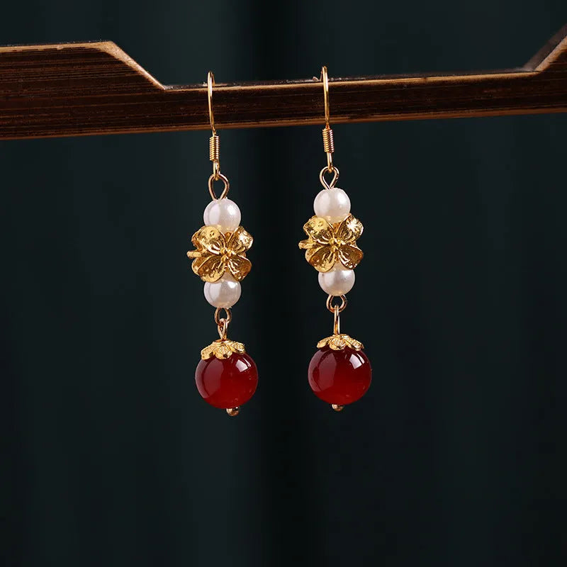 Court style Han cheongsam antique geometric earrings in alloy with electroplated retro finish