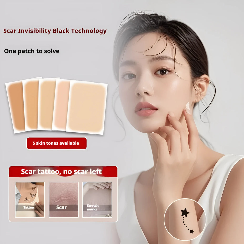 Tattoo cover patch for birthmark and tattoo concealment in six skin tone colours