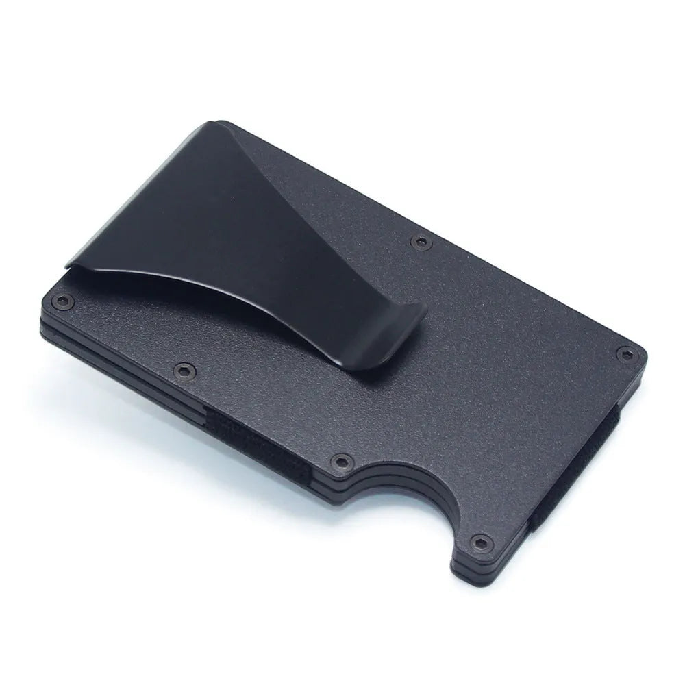 Geometric aluminium and carbon fibre card holder wallet with 8mm thickness for 6-15 cards