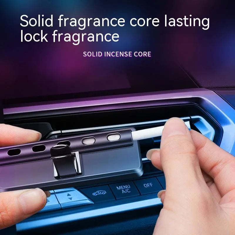 Black automobile air vent aromatherapy LED light with fragrance sticks