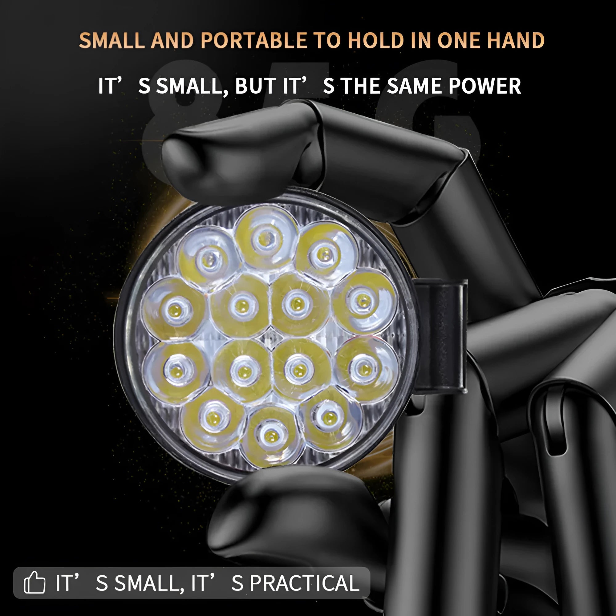 White aluminium LED work light unit with IP67 waterproof rating, suitable for car and off-road vehicle mounting.
