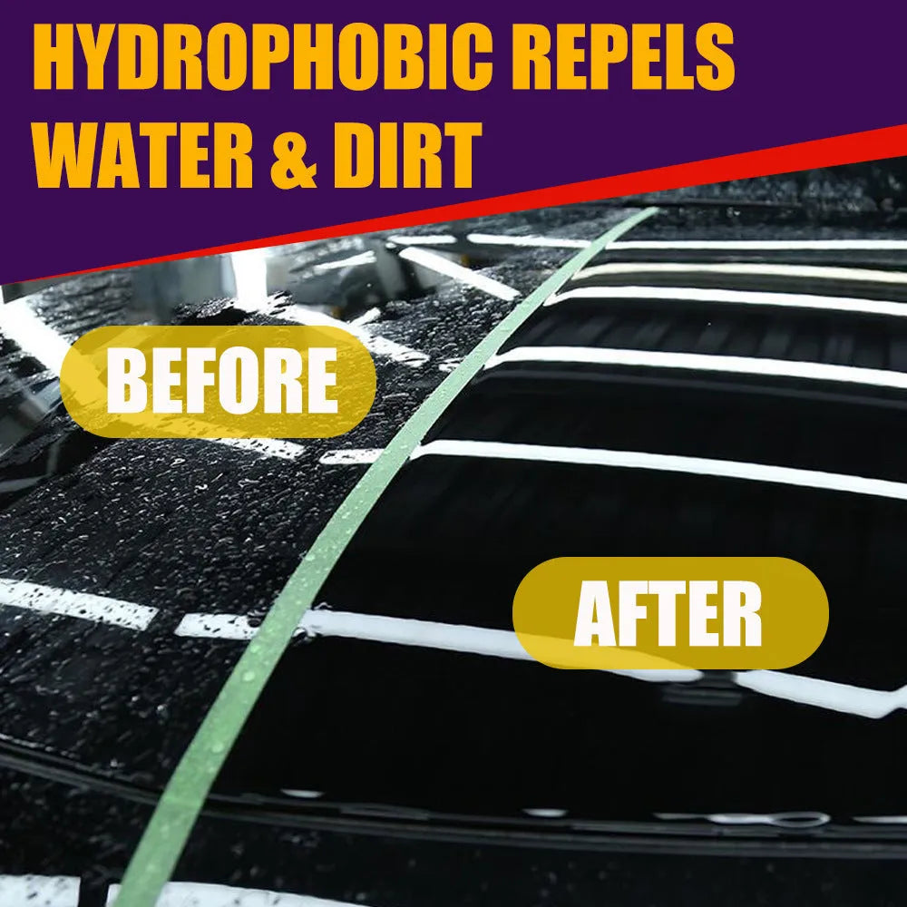 Purple spray bottle of automobile nano coating agent with microplated crystal technology for car maintenance.