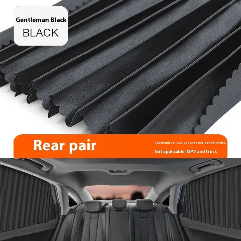 Car magnetic sunshade polyester four-piece set in silver colour for full car window coverage