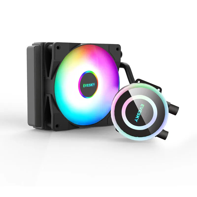 Aluminium CPU radiator with RGB fans for gaming computer cooling