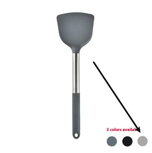 12 piece silicone kitchenware set with rotating storage bucket including spatula, ladle, spoon and cooking utensils