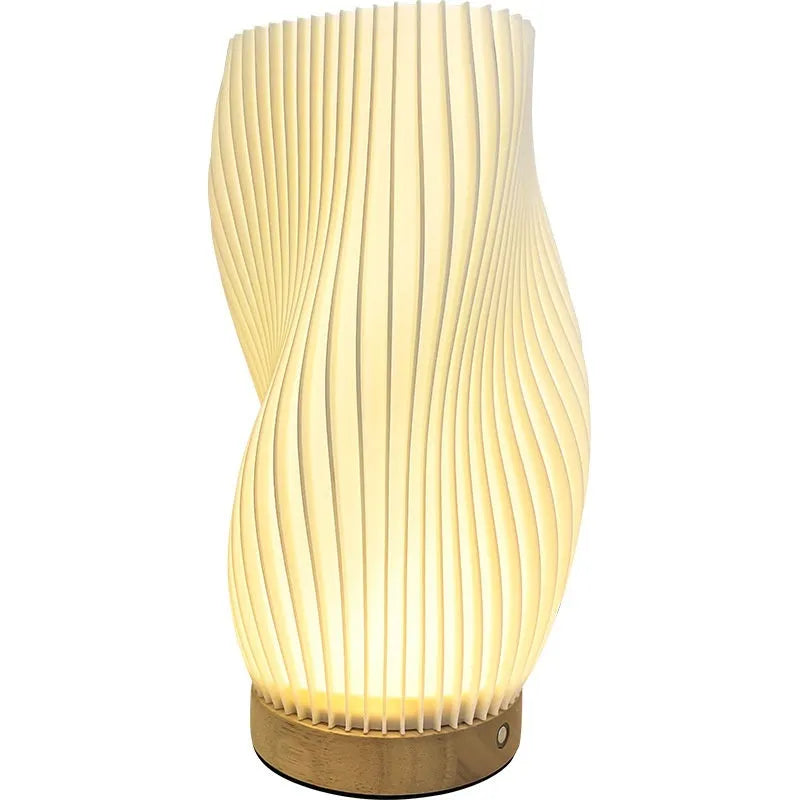 Japanese style bamboo desk lamp curve small USB dimming model in natural bamboo finish