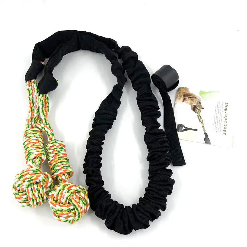 Cotton thread dog tug of war rope toy in black, grey, or red colour options