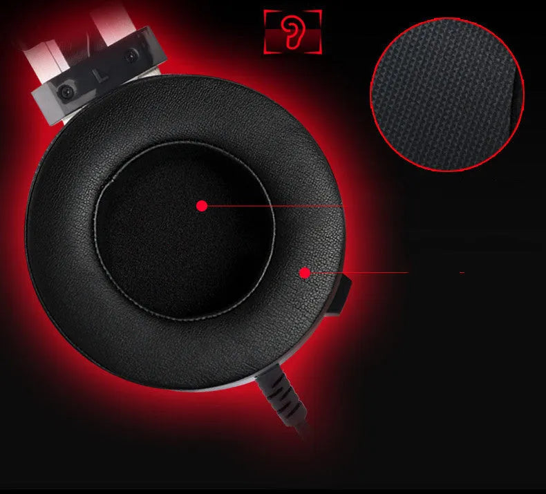 Black wired over-ear computer gaming headset with a long cable and a 3.5mm plug.