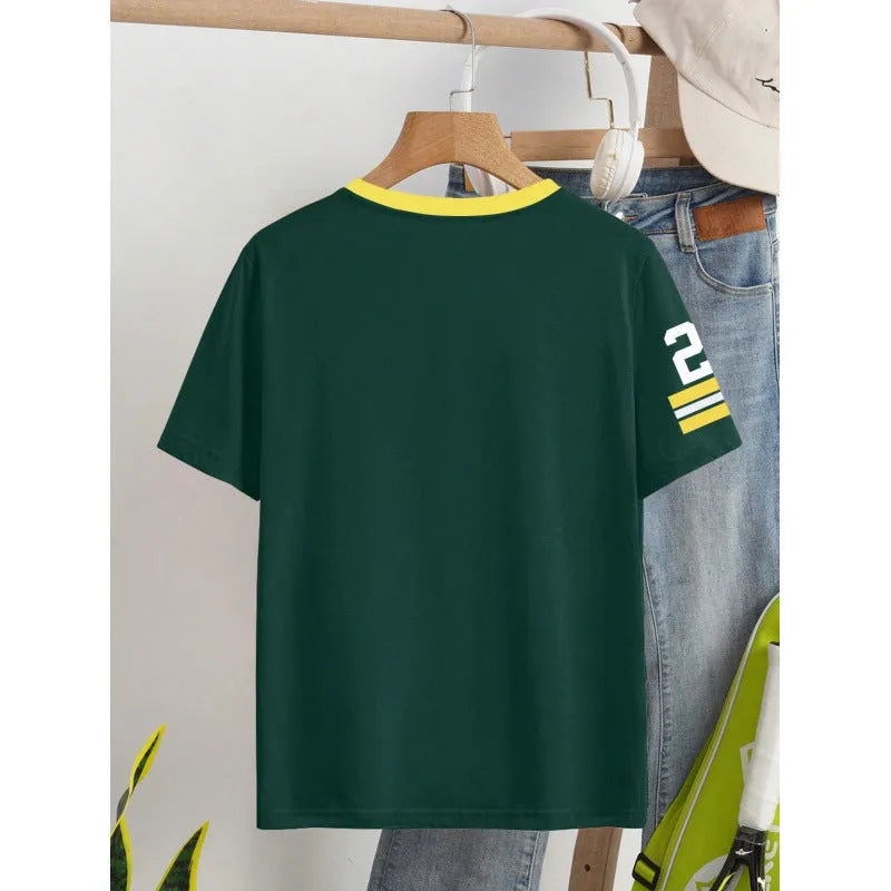 Men's loose fit cotton T-shirt with contrasting coloured digital letter print on the front