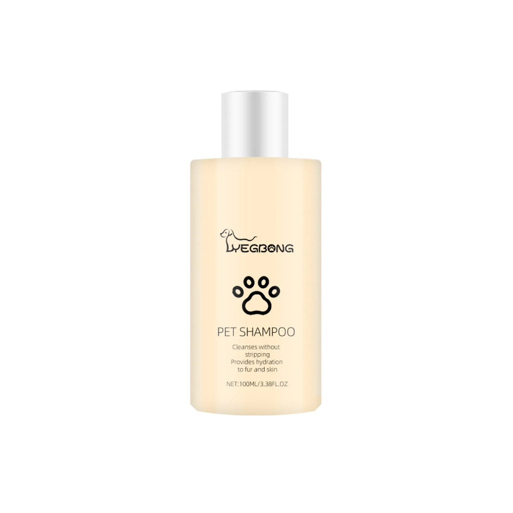 Bottle of mild pet shampoo for cats and dogs that softens fur and helps with knots