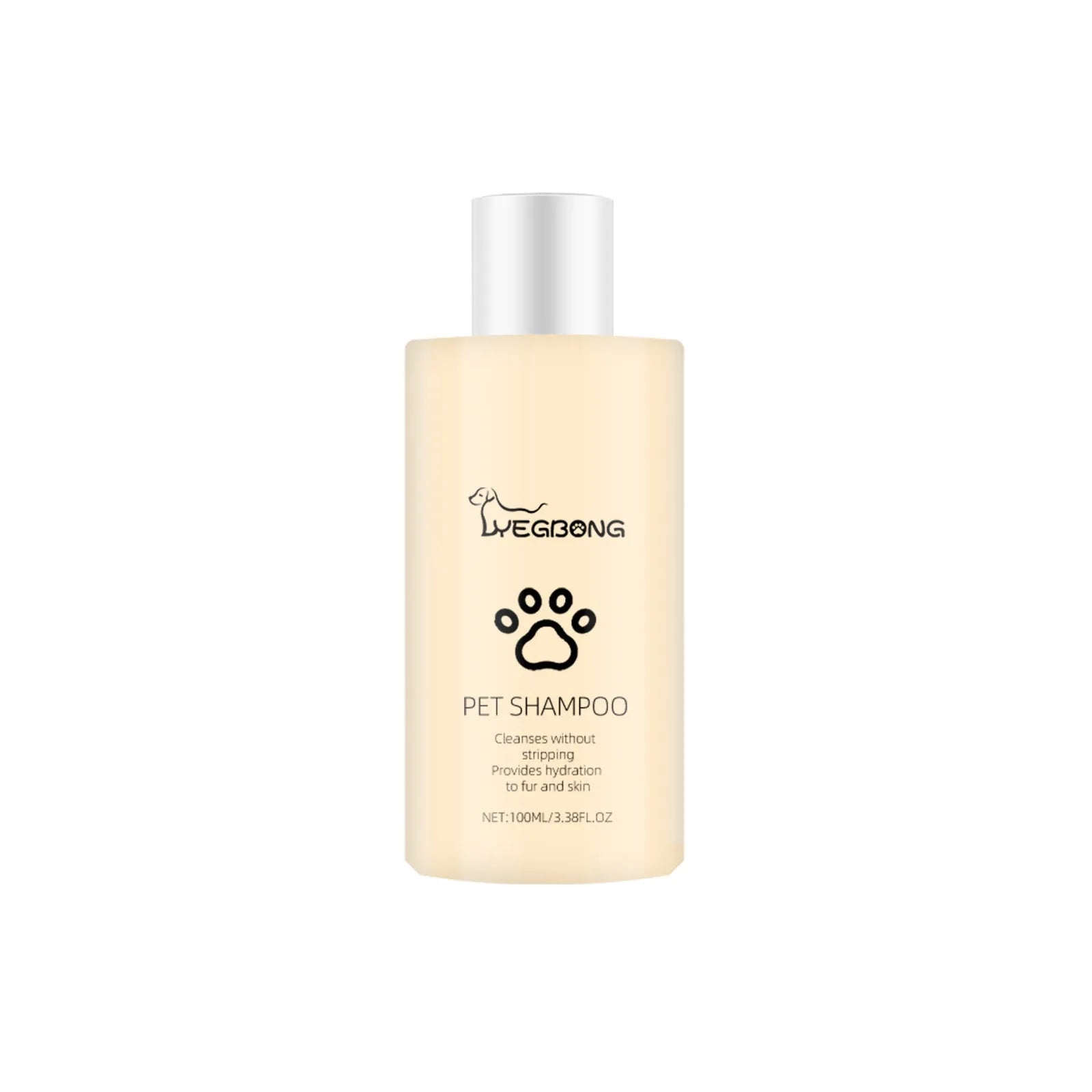 Bottle of mild pet shampoo for cats and dogs that softens fur and helps with knots