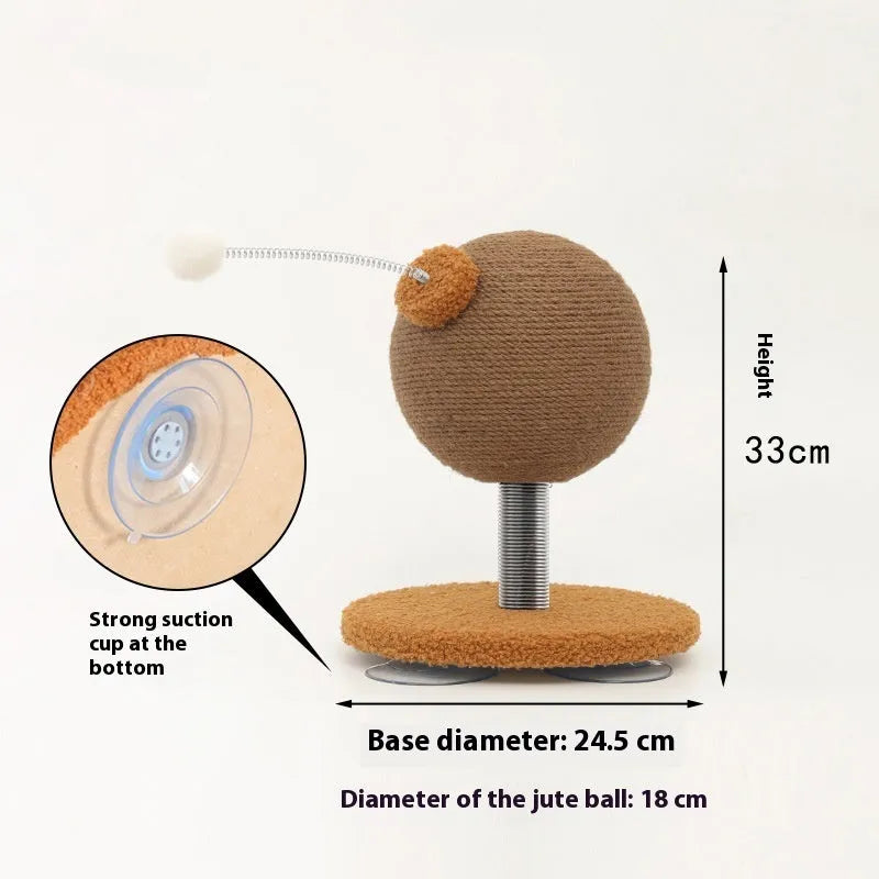 Hemp rope cat scratching board with anti-scratch design and self-hi relieving tumbler feature