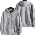 Men's solid colour loose sports zip jacket in polyester-spandex fabric showing zip front and cardigan style
