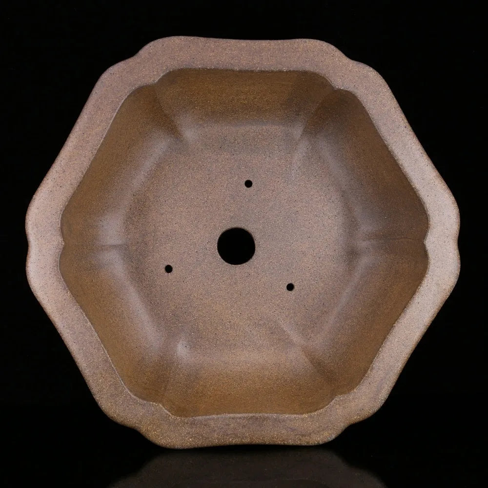 Large handmade purple sand tea basin in hexagonal style for plant cultivation