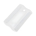 Double-sided plastic flea comb for dog and cat facial grooming showing dense teeth and compact size
