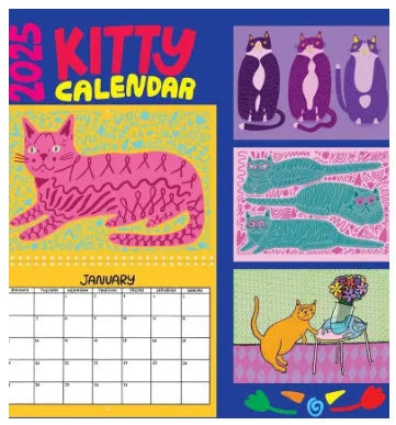 Cat-themed wall calendar planner for 2024 or 2025 year on paper