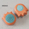 Plastic pet bath brush with shampoo box for dogs and cats, blue orange yellow colour options