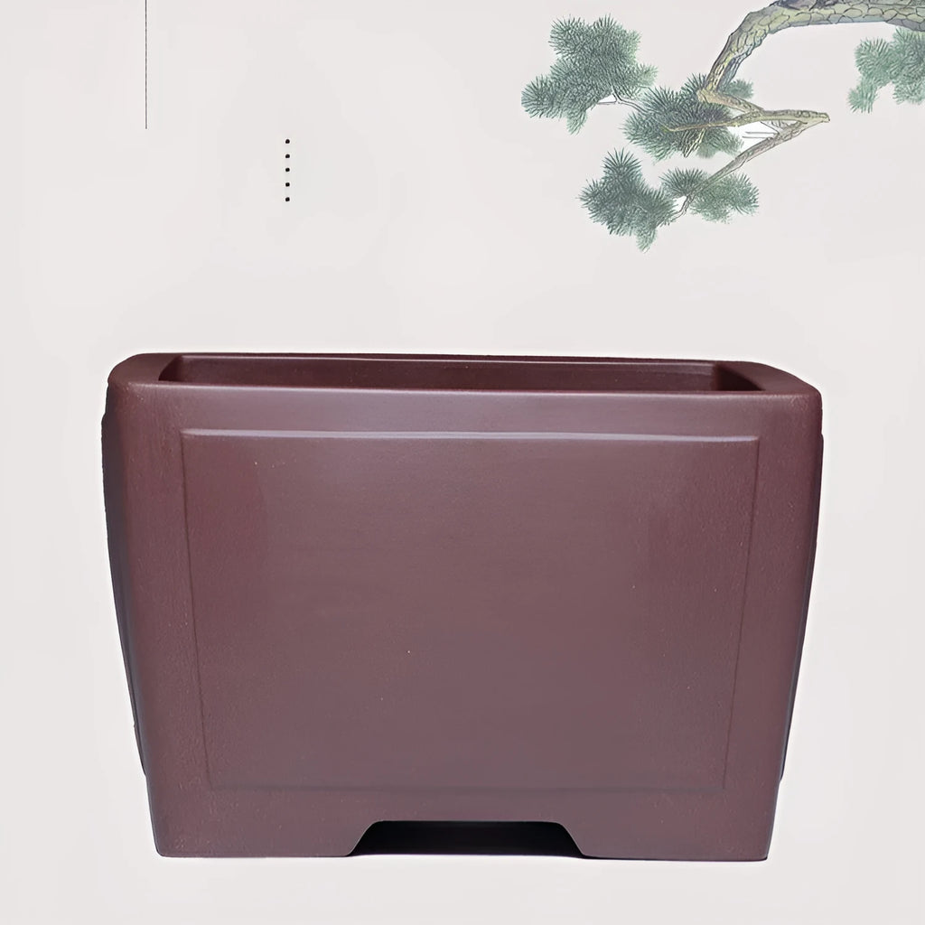 Square purple clay succulent bonsai pot in classical design for tabletop or floor placement