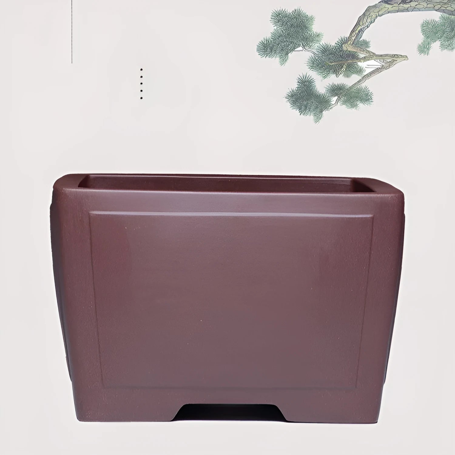 Square purple clay succulent bonsai pot in classical design for tabletop or floor placement