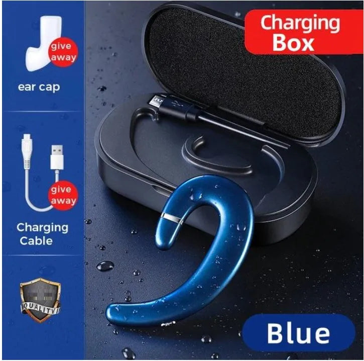 Bluetooth headset in black with charging case, 72-hour battery